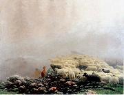 Stanislaw Witkiewicz Sheeps in the fog. oil on canvas